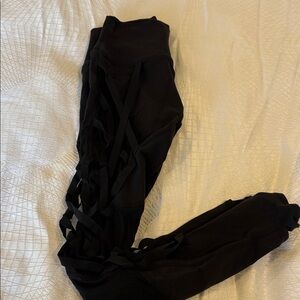 ALO Yoga Black Strappy High-Rise Leggings